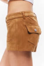 Brown - Faux Suede Mini Shorts - 2