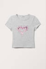 Grey - pink spiky heart - Cropped t-shirt - 3