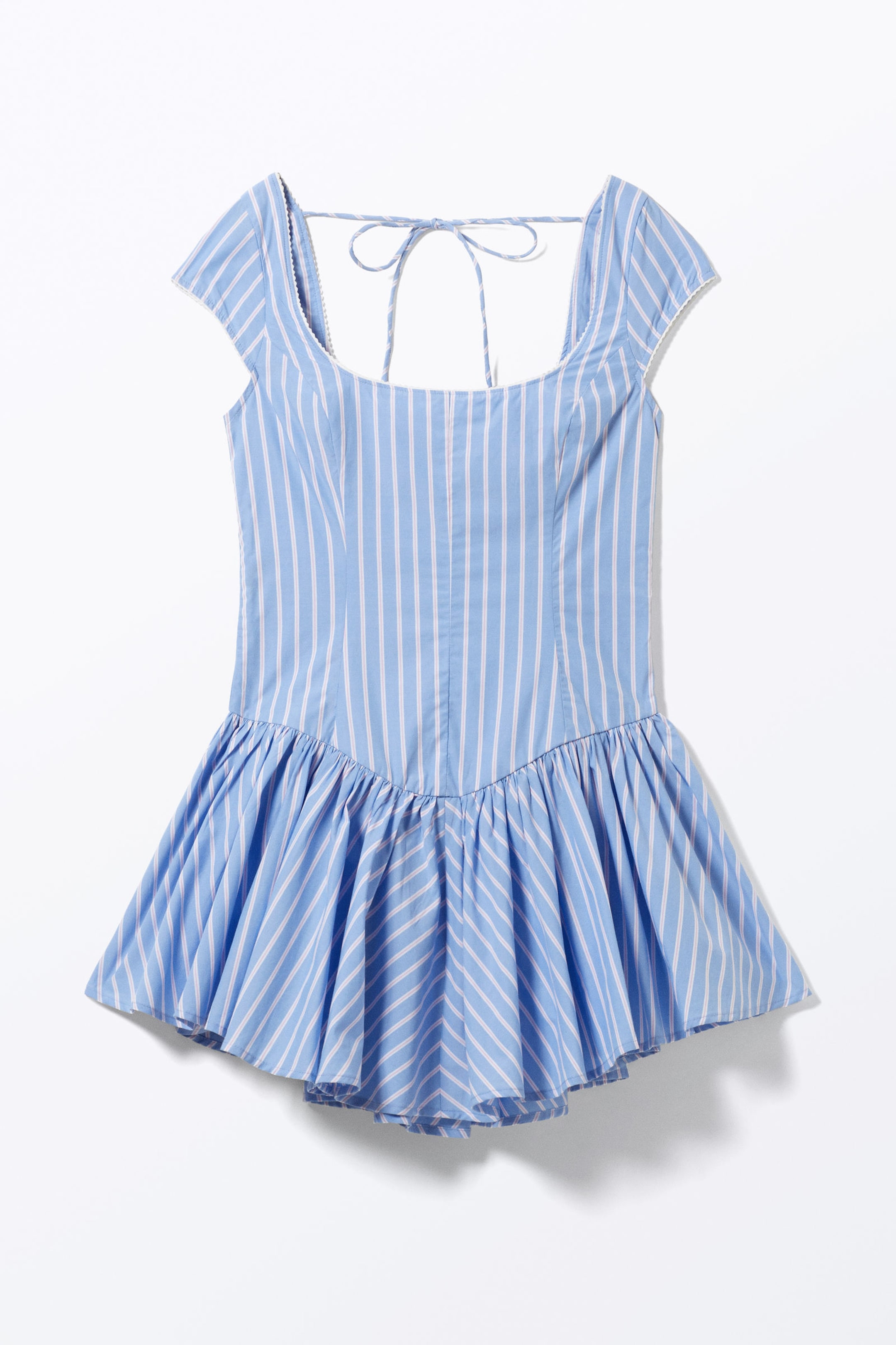 Striped Blue & Pink - Fit and Flare Mini Dress - 5
