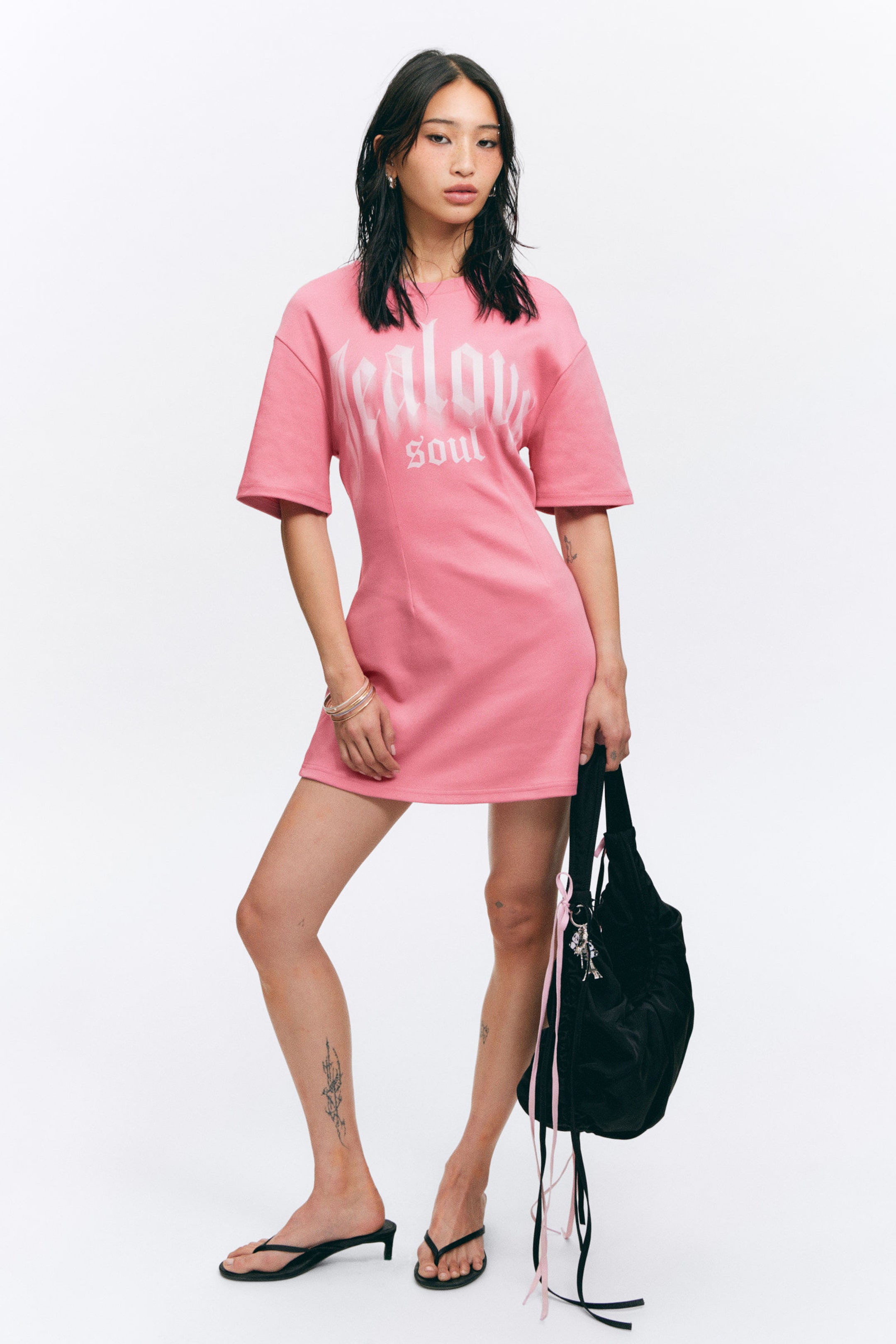 #E08A9F - Structured Mini T-shirt Dress - 1
