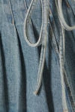 Mid Blue - Pleated Mini Denim Wrap Skirt - 5