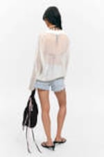 Dusty White - Open-Knit Button-Up Cardigan - 4