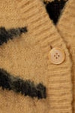 Tiger-striped - Fluffy knit cardigan - 4