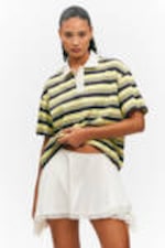 Yellow & Black Stripes - Striped Relaxed Fit Polo Shirt - 0
