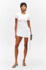 White - Draped Tie-Front Mini Dress - 0