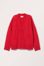 Bright Red Melange - Relaxed knitted cardigan - 3