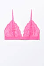 Bright Pink - Lacey Soft Lace Triangle Bra - 1