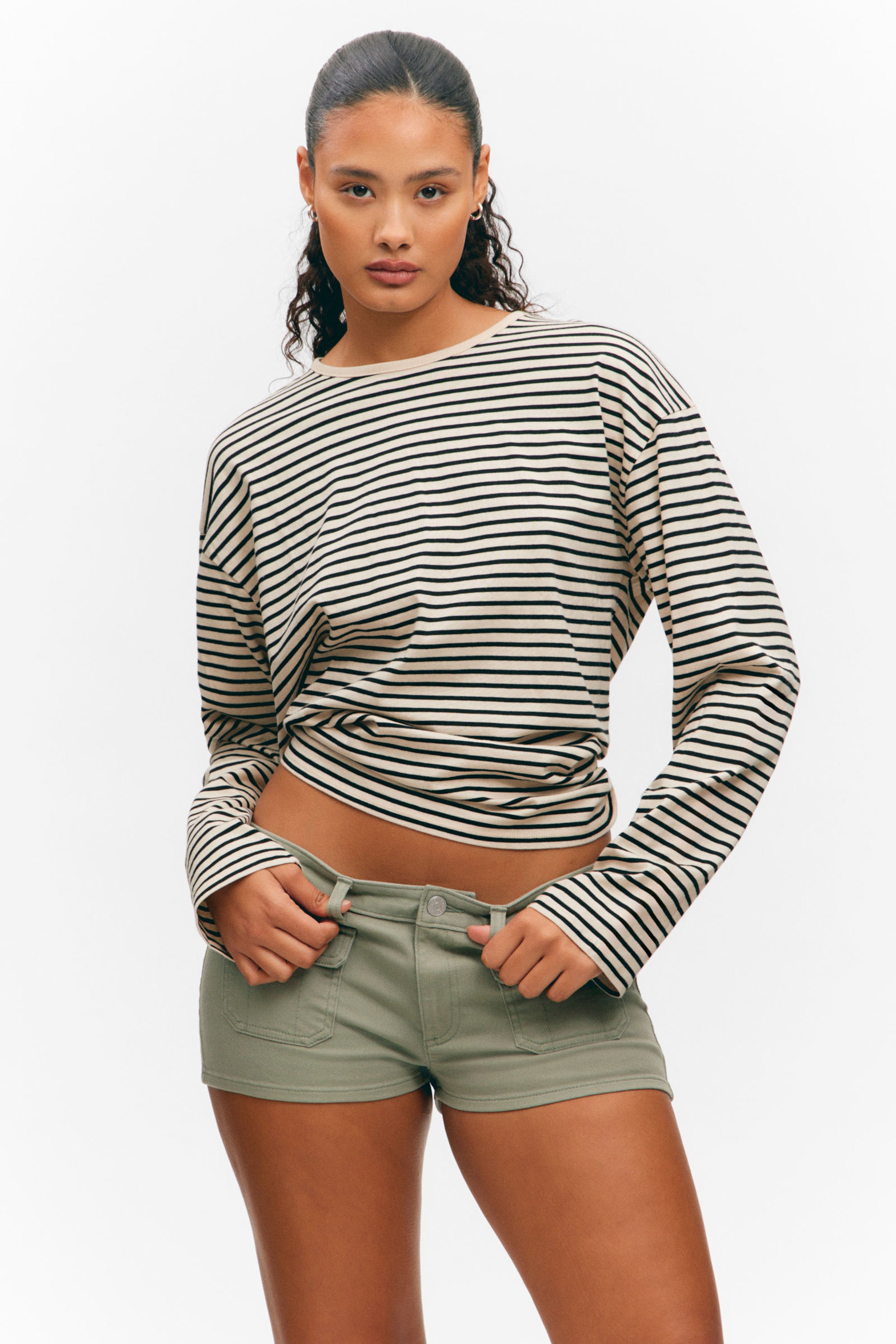 Striped Black - Boxy Sleeve T-Shirt - 0