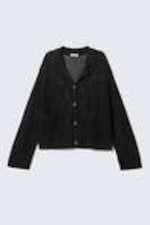 Black - Open-Knit Button-Up Cardigan - 5
