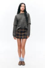 Washed Black - Long-Sleeved Double-Layered Oversized T-shirt - 1