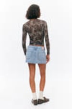 Leopard-print - Long-Sleeved Printed Mesh Top - 2
