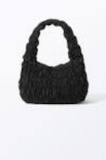 Black - Smocked Rectangular Shoulder Bag - 2