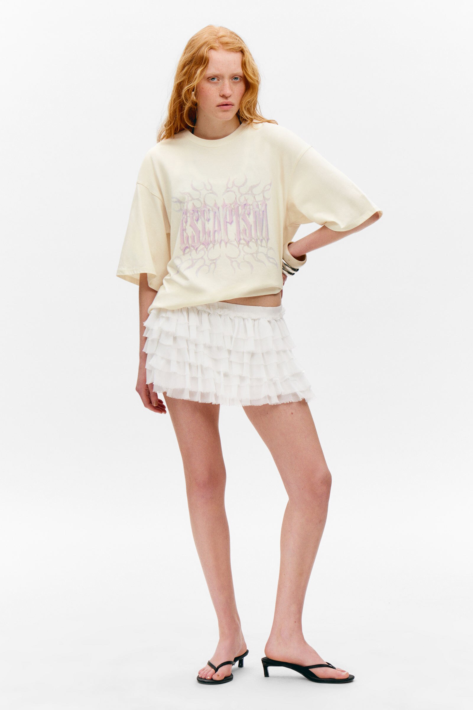 boxy fit printed t-shirt - White - Escapism | Monki WW