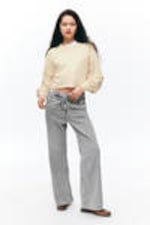 Light Beige - Cropped Long-Sleeved T-shirt - 1