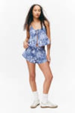 Blue - Baroque Collage - Mid-Rise Printed Poplin Pyjama Shorts - 0