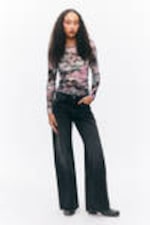 Muted Wild - Long-Sleeved Printed Mesh Top - 1