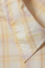 Checked Light Yellow - Long-Sleeved Oversized Poplin Shirt - 6