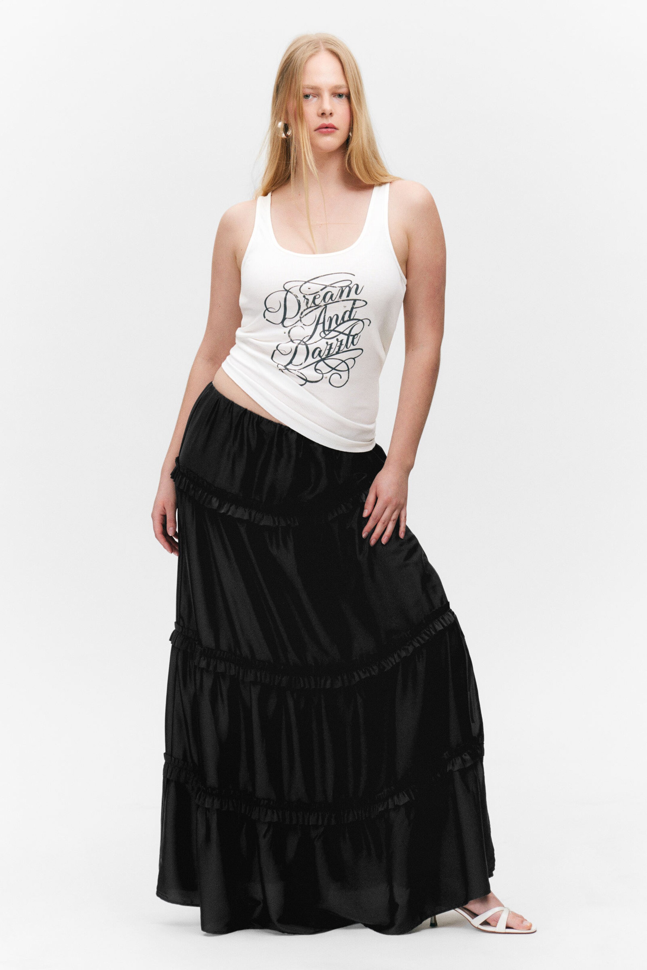 #272628 - Tiered Frilled Maxi Skirt - 1