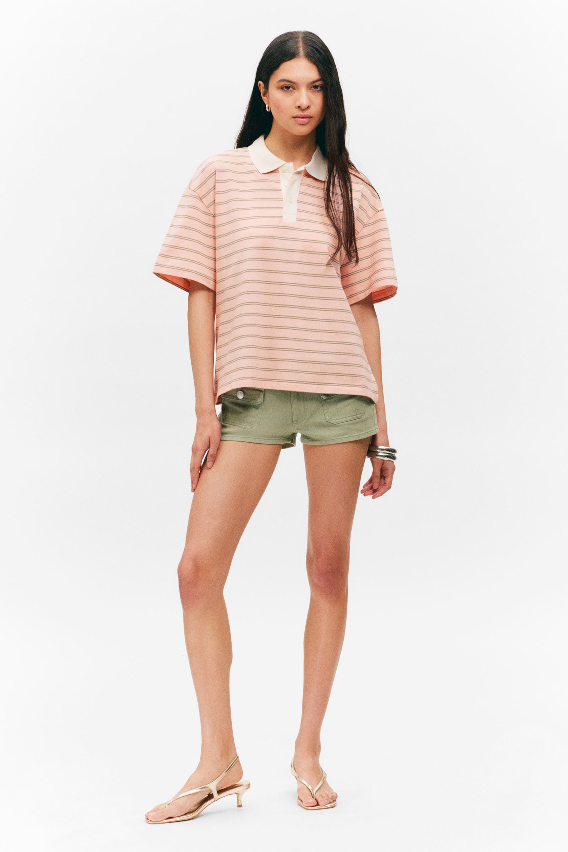 #EEC2BC - Striped Relaxed Fit Polo Shirt - 2