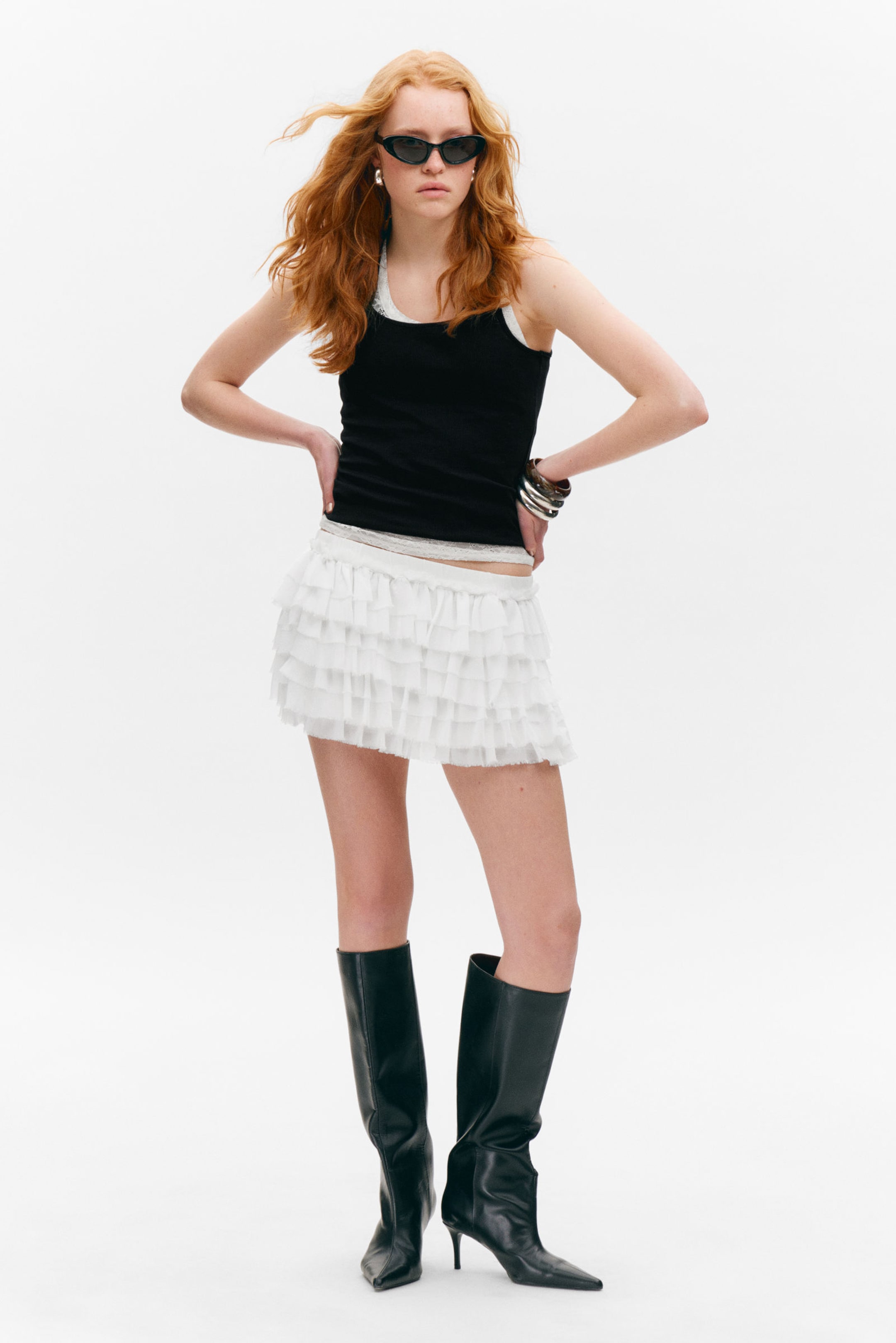 #F0EFEC - Layered Frill Mini Skirt - 1