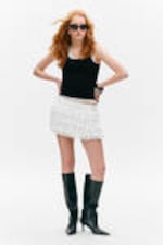 White - Layered Frill Mini Skirt - 0