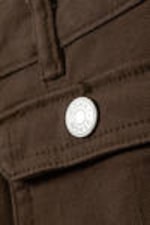 Dark Brown - Low Waisted Bootcut Twill Trousers - 4