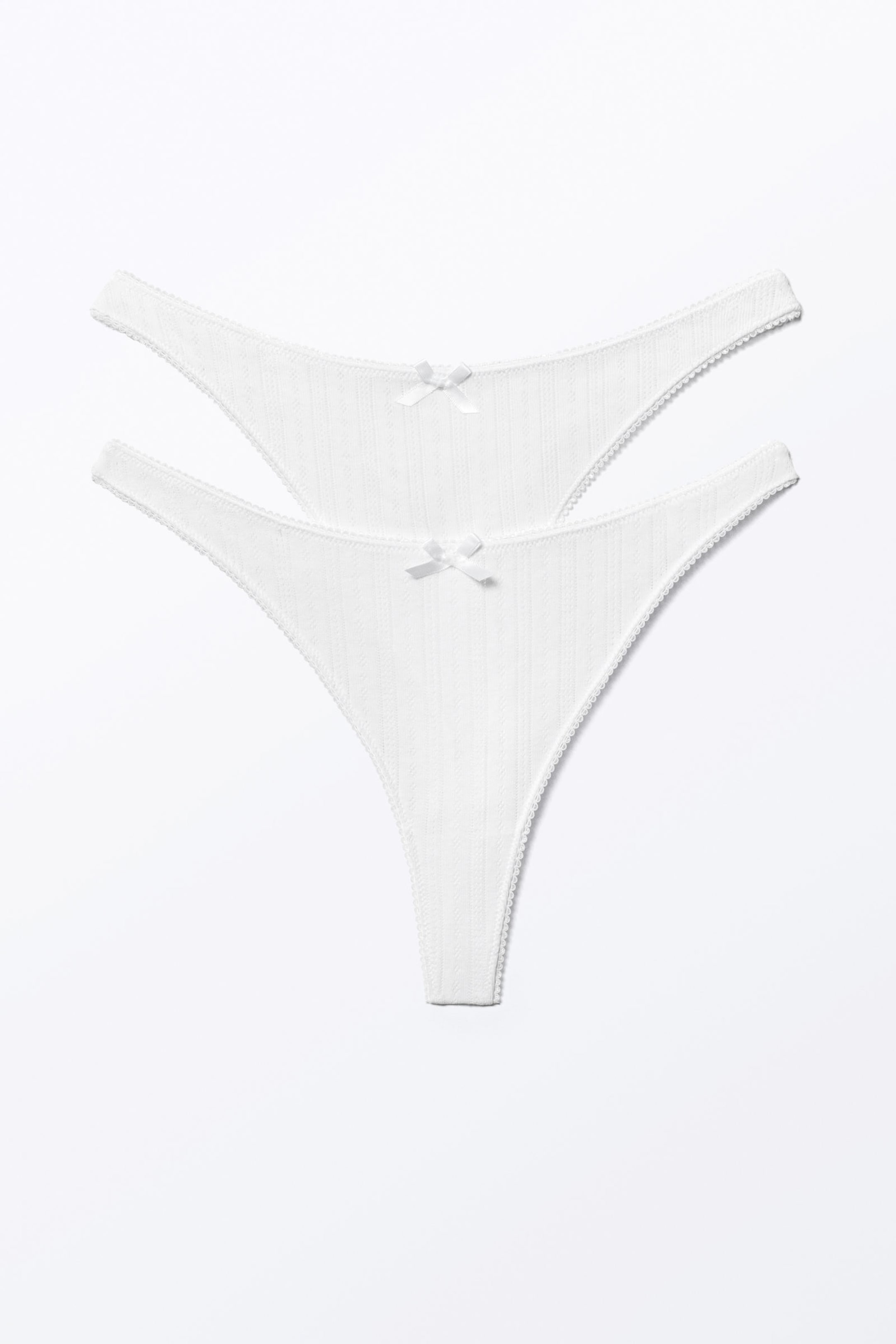 #FFFFFF - 2-pack Pearl Low Rise Thongs - 1