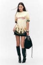 Light Yellow - Cosmic Blaze - Oversized Throw-on T-shirt - 0