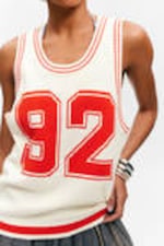 White & Orange - 92 - Varsity Knitted Tank Top - 1