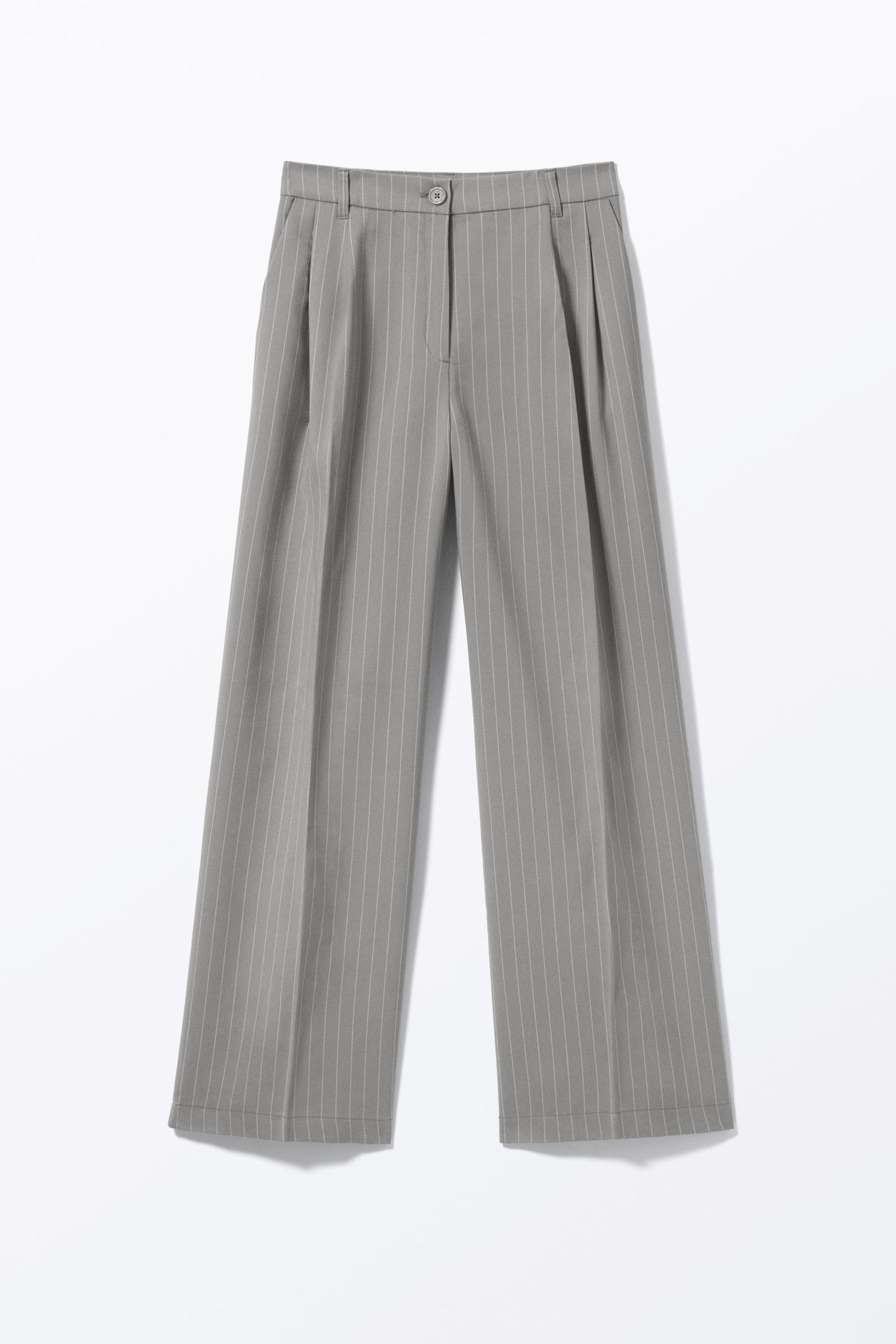 Striped Grey - Wide Leg Trousers - 3