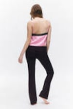 Pink - Black Lace - Lace Satin Strap Top - 2