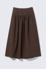 Dark Brown - Gathered Cotton Poplin Maxi Skirt - 4