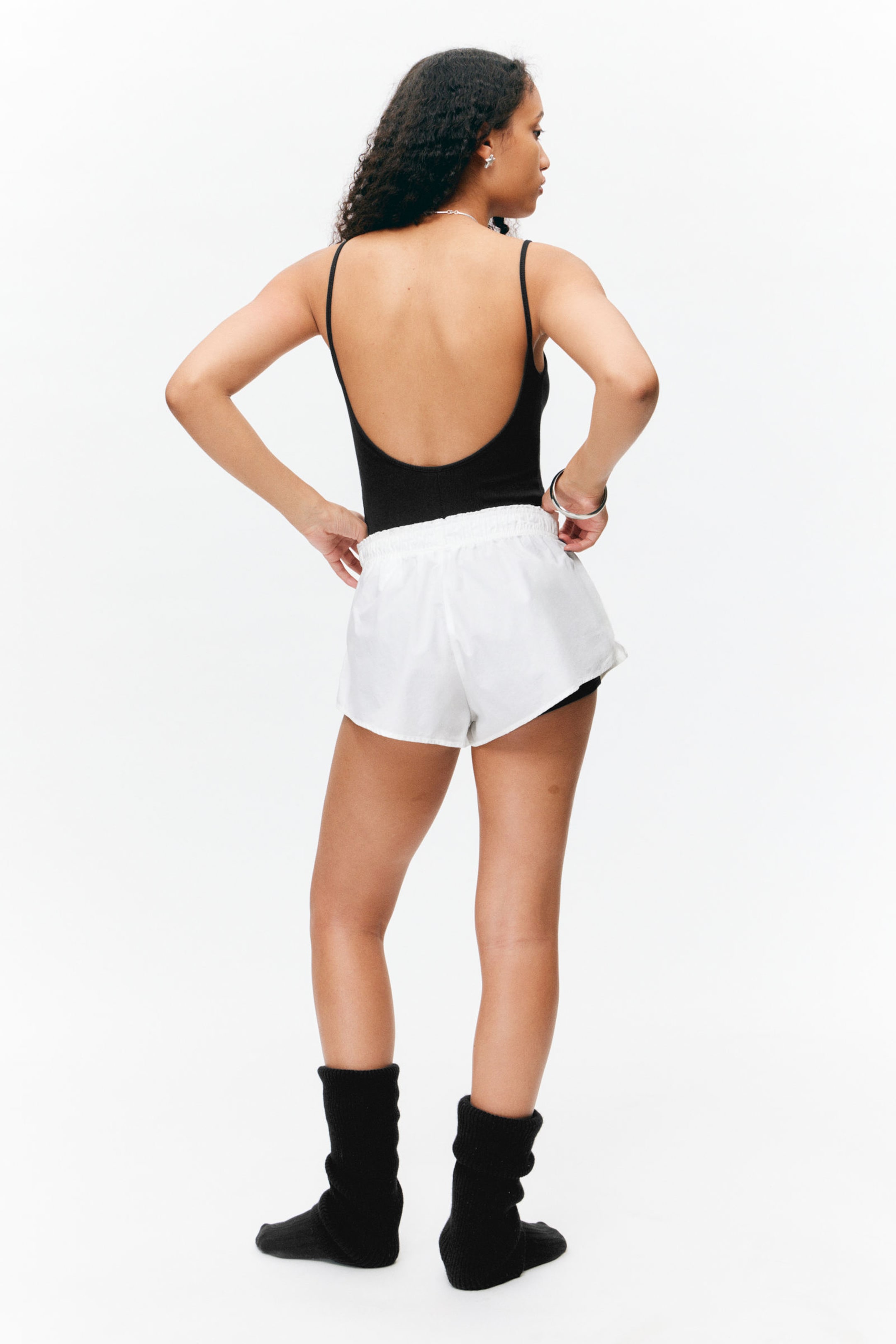 White - Mid-Rise Cotton Poplin Pyjama Shorts - 3