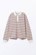 Light Pink - Brown Stripes - Long Sleeve Rugby Polo Top - 3