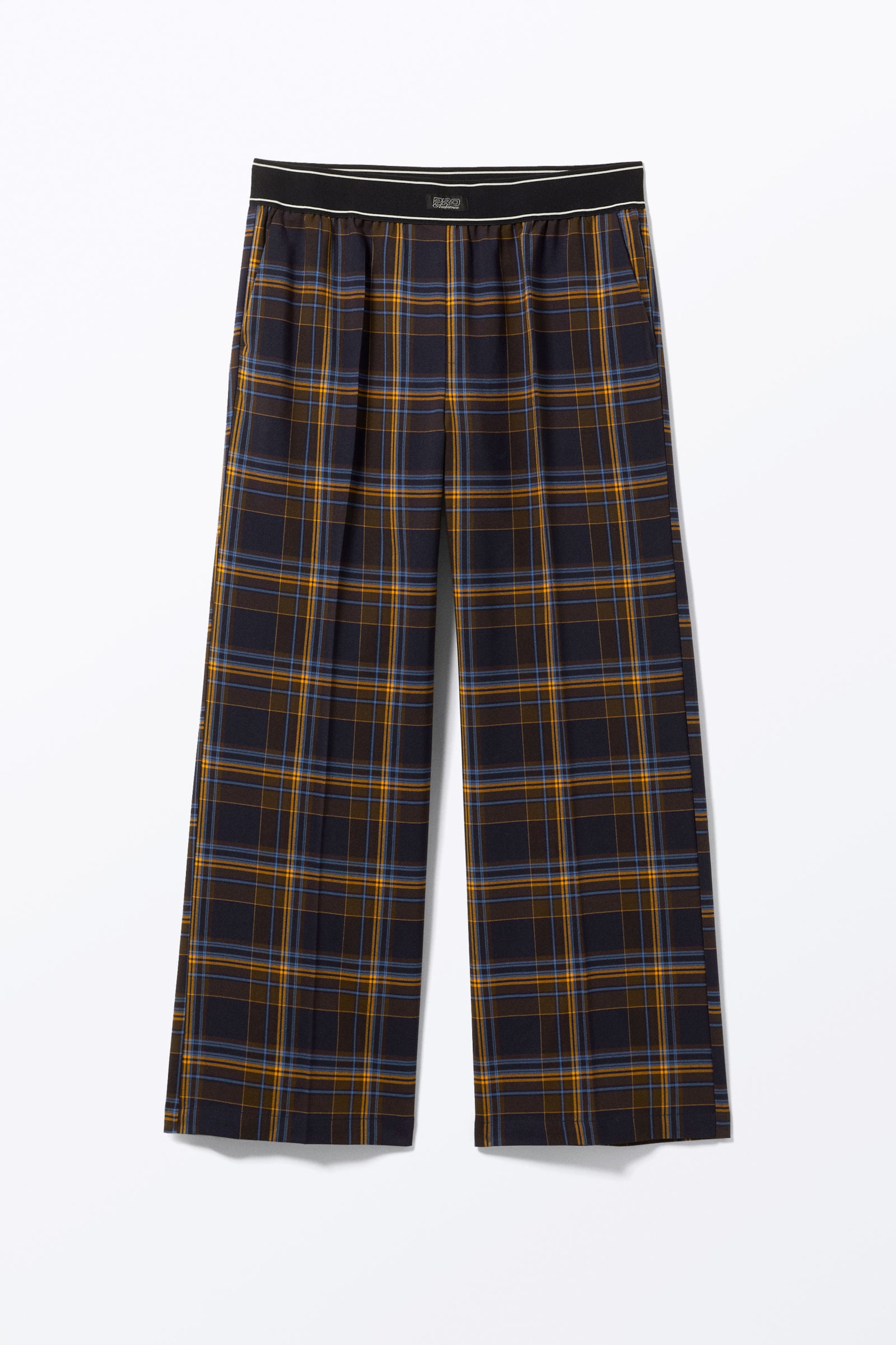 Checked Dark Blue - Loose Elastic Suiting Trousers - 3