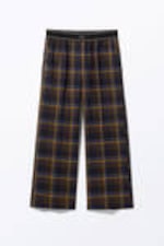 Checked Dark Blue - Loose Elastic Suiting Trousers - 3
