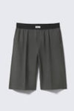 Dark Grey Melange - Relaxed Low Waisted Pull-on Shorts - 4