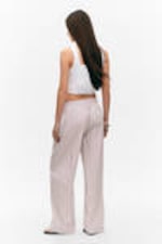 Striped Light Pink - Wide-Leg Cotton Twill Trousers - 4