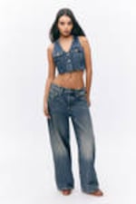 Desert Blue - Medium Blue - Peggy Low Waist Loose Baggy Leg Jeans - 0