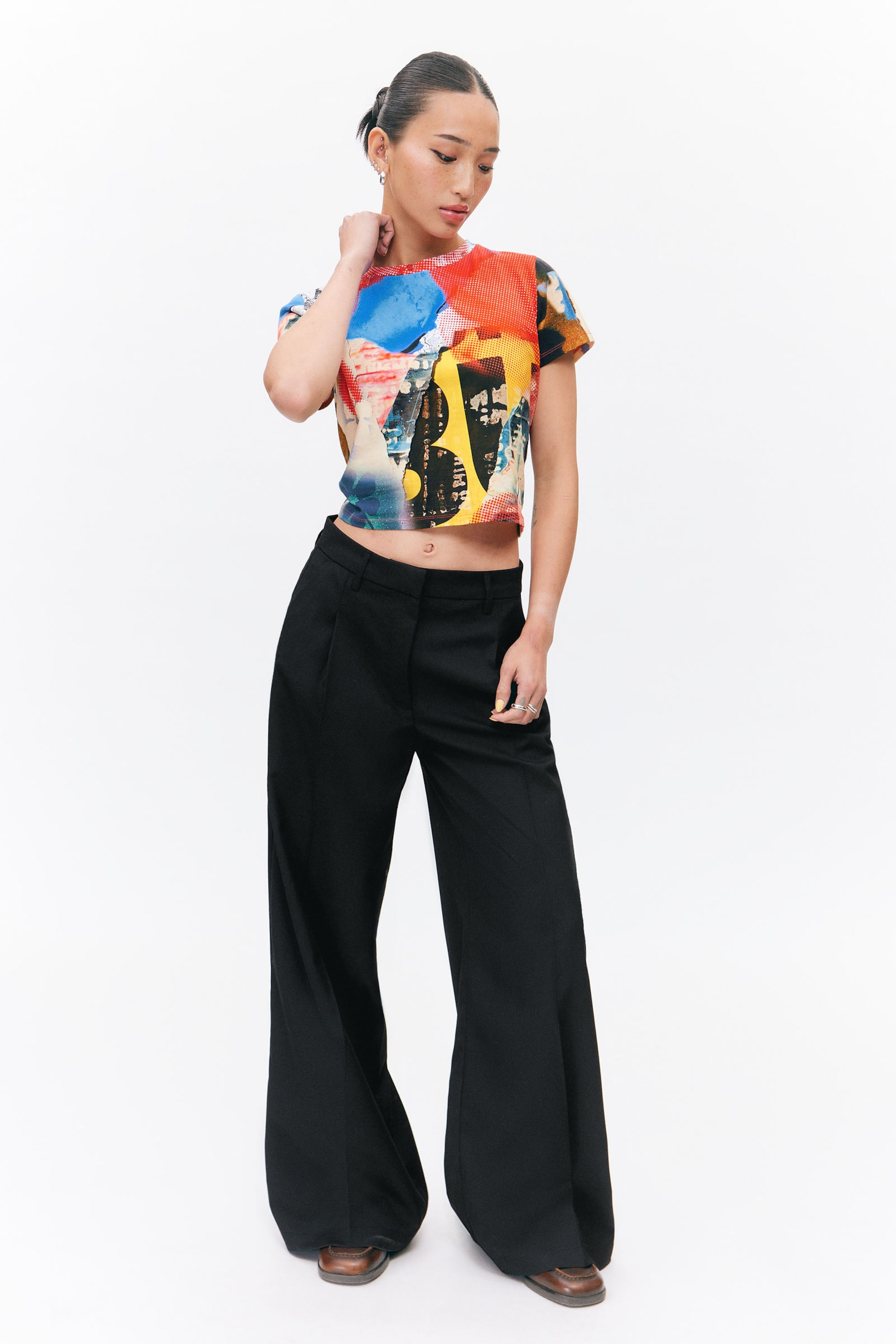 #272628 - Pleated High Waist Wide Leg Suiting Trousers - 1
