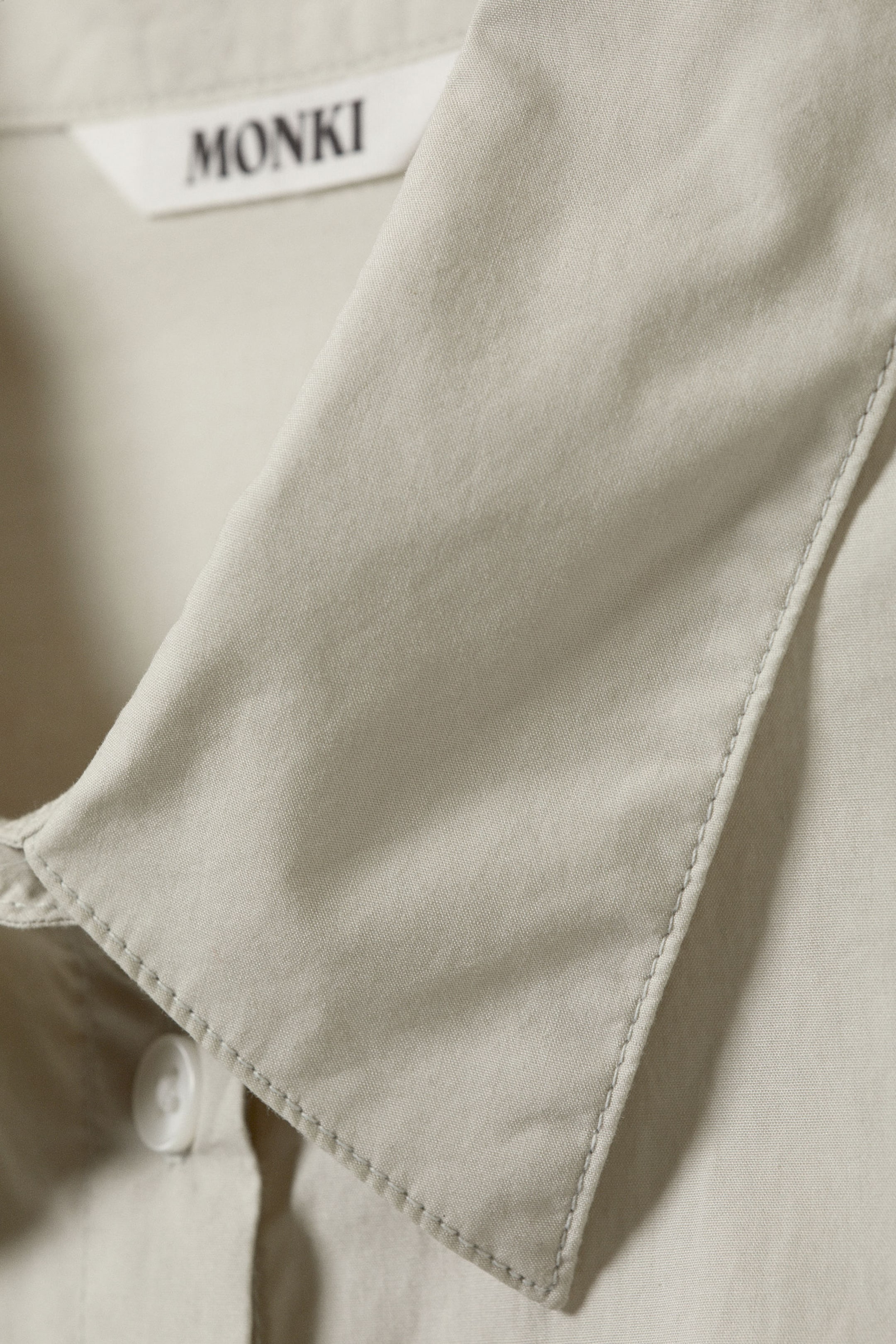 Light Green - Cropped Cotton Poplin Drawstring Night-Shirt - 4