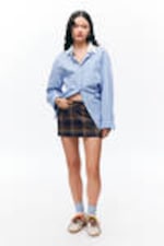 Striped Light Blue - Long-Sleeved Oversized Poplin Shirt - 0