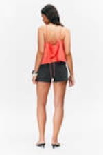Light Red - Drawstring Poplin Strap Top - 2