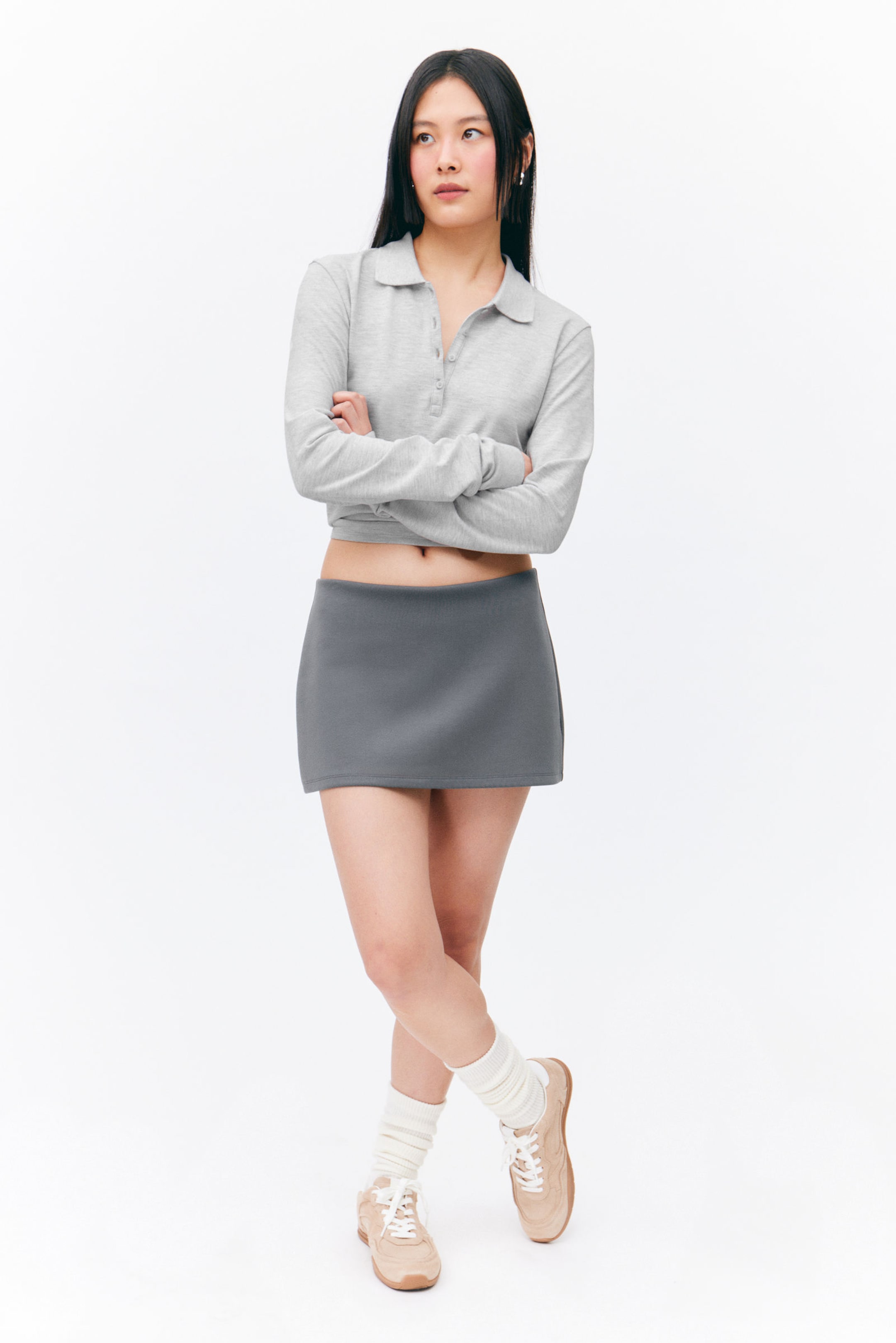 Dark Grey - Pull-on Mini Skort - 0