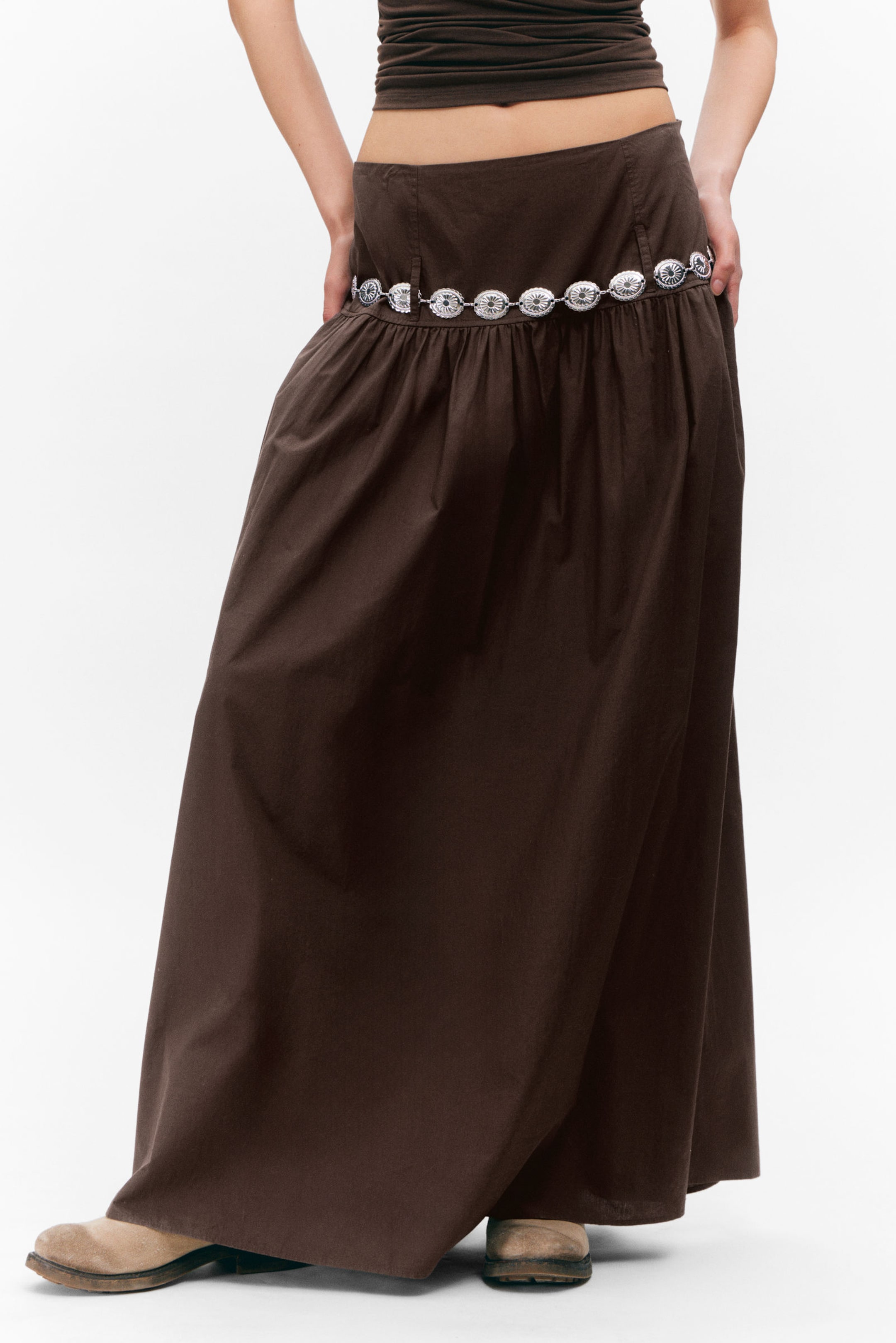 #423935 - Gathered Cotton Poplin Maxi Skirt - 2