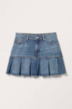Starling Blue - Pleated Mini Denim Skirt - 3