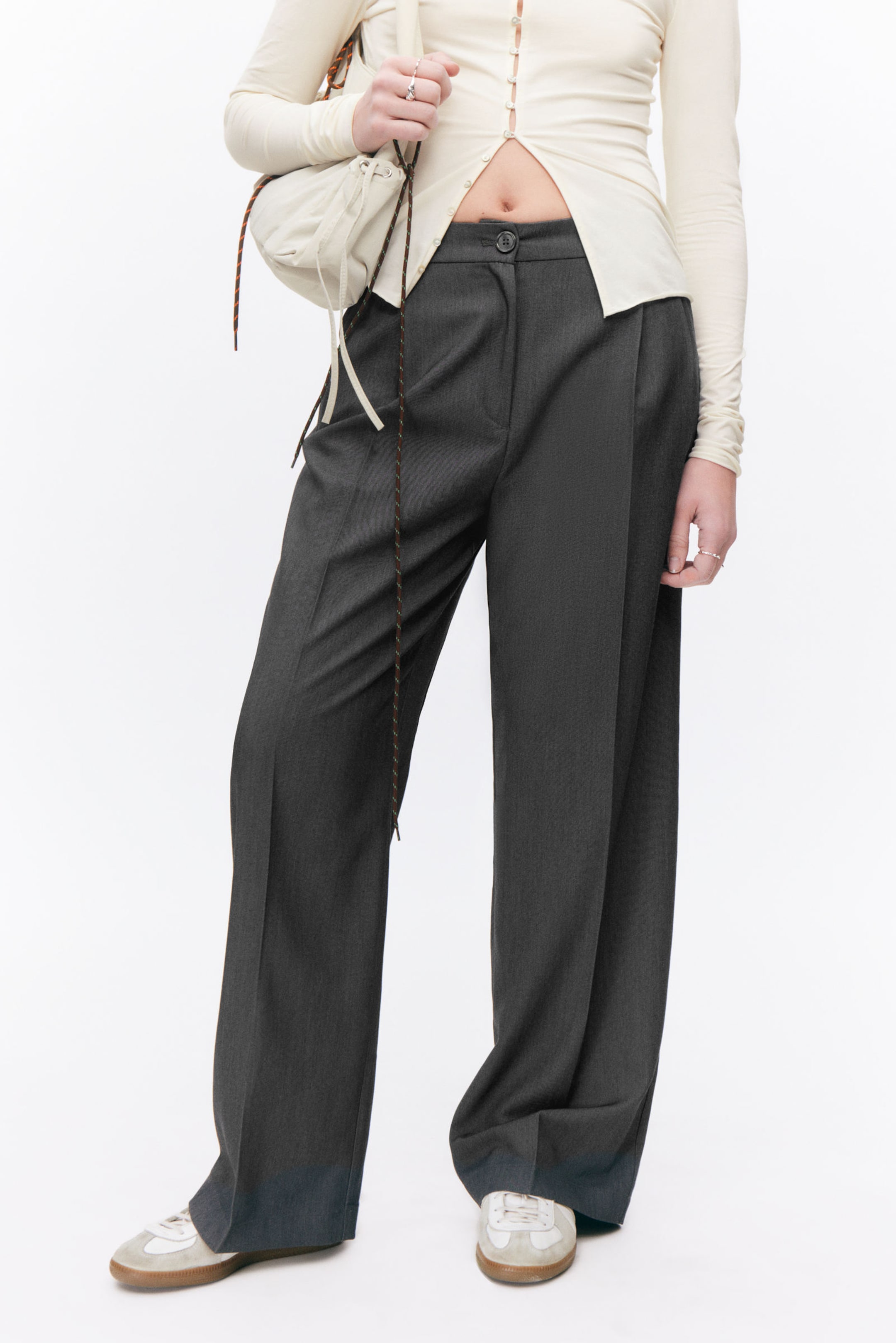 Dark grey - Wide Leg Trousers - 2