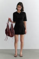Black - Structured Mini T-shirt Dress - 0