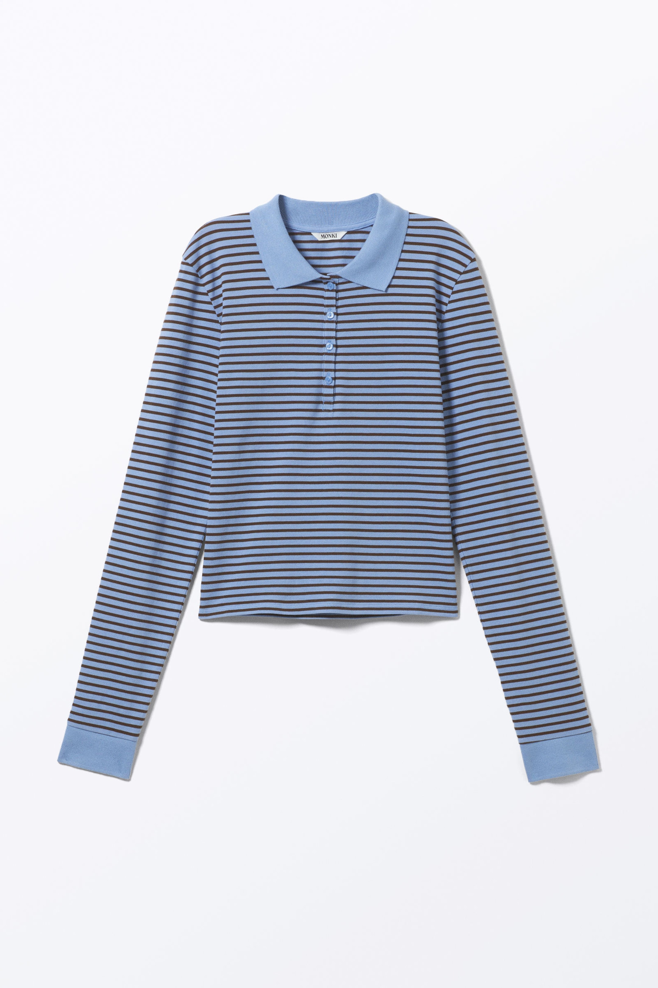 Blue & Black Stripes - Long-Sleeved Polo Top - 3
