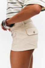 Light Beige - Utility Pocket Mini Shorts - 2